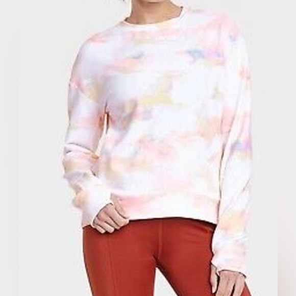 NWT All in Motion crew neck pullover in light pink tie dye, Sz. Lg. - Picture 1 of 7